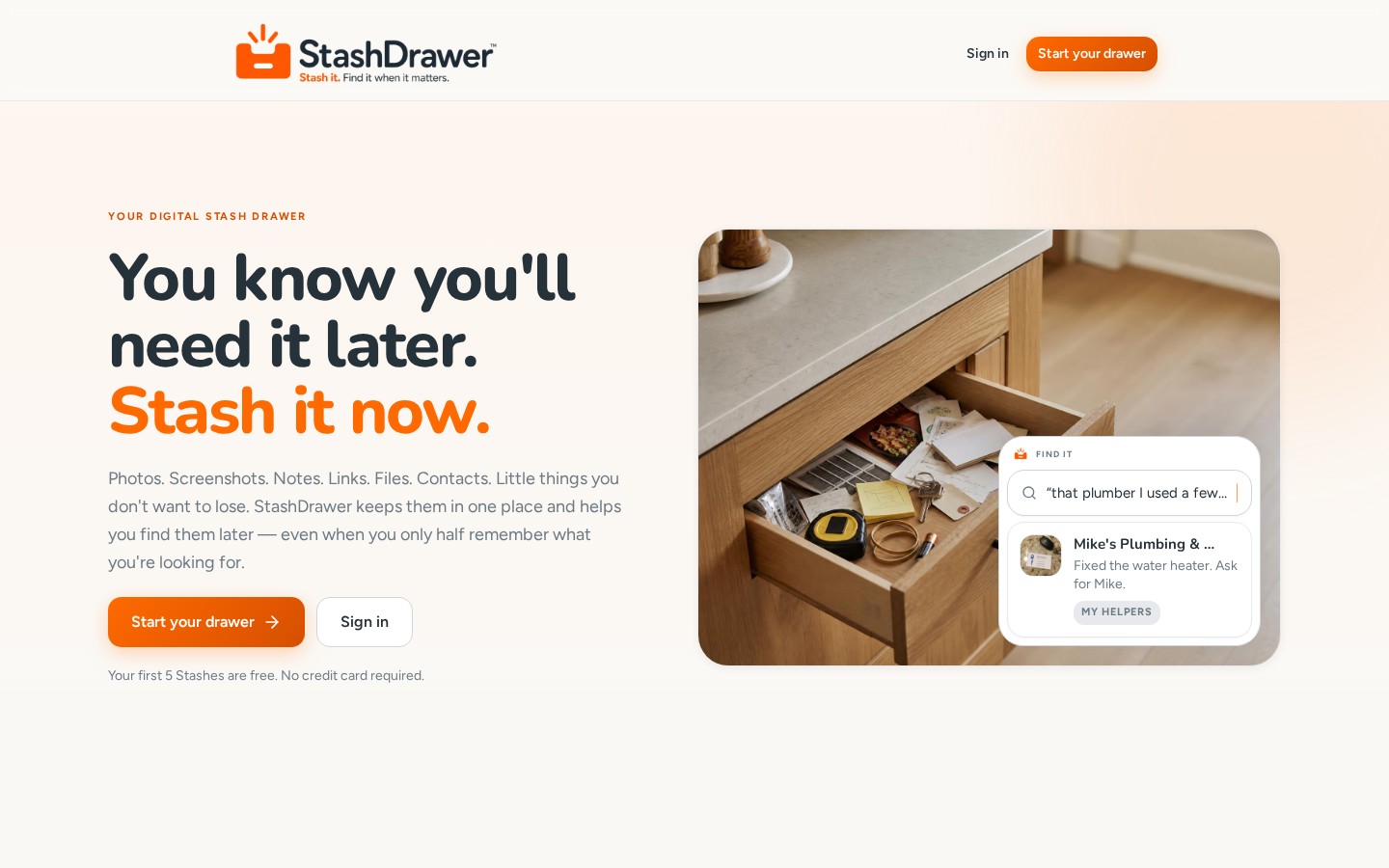 StashDrawer™ product screenshot