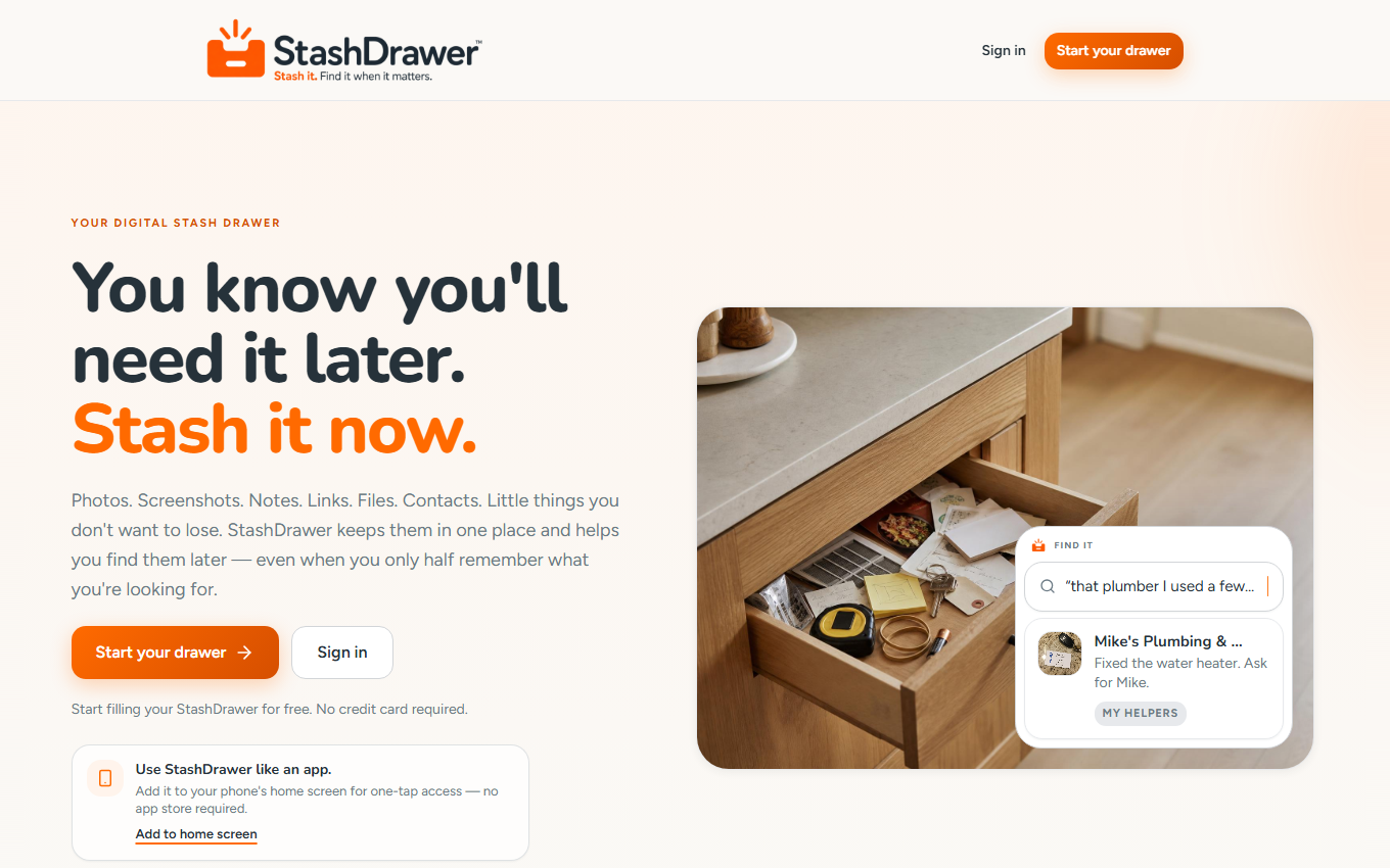 StashDrawer™ product screenshot