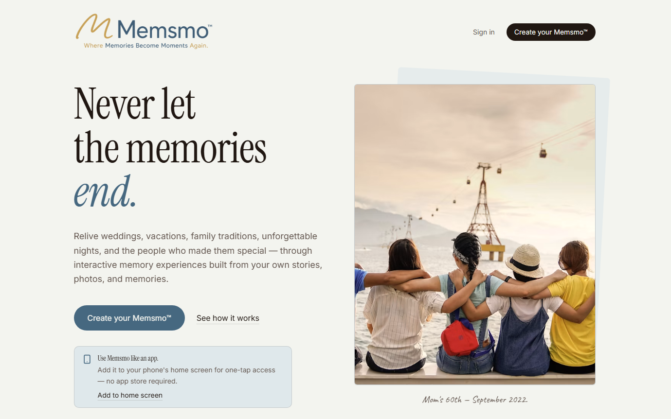 Memsmo™ product screenshot